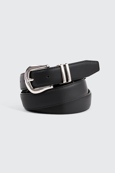 Ardene Double Loop Belt in Black | Size Small | Faux Leather
