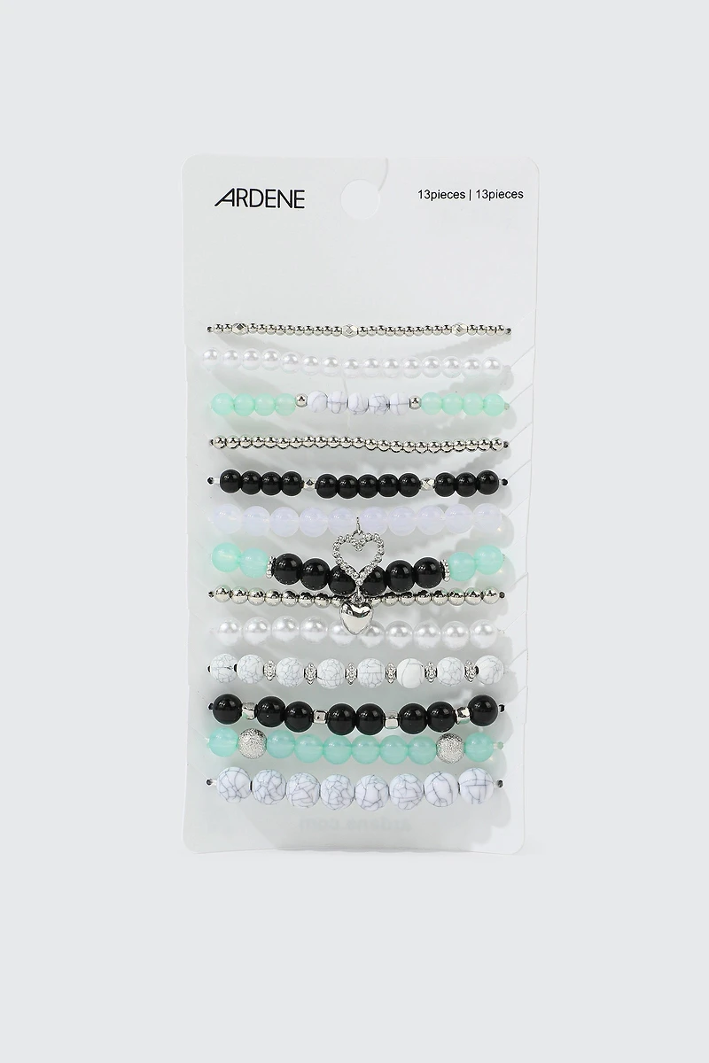 Ardene 13-Pack Charm Stretch Bracelets in Light Green