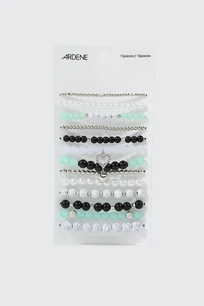 Ardene 13-Pack Charm Stretch Bracelets in Light Green