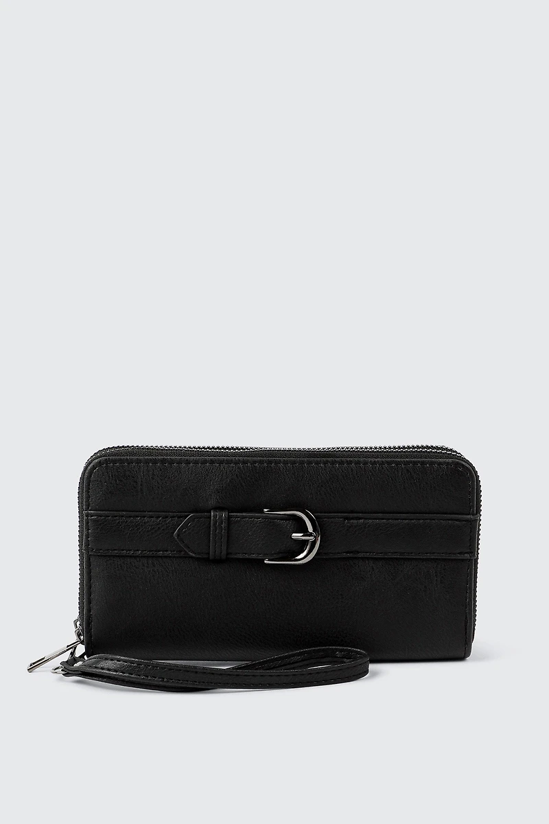 Ardene Accordion Wallet with Belt Strap in Black | 100% Recycled Polyester | Eco-Conscious