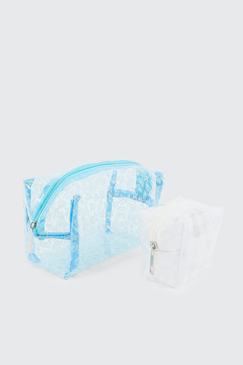 Ardene 2-Pack Makeup Bags in Light Blue