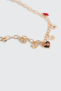 Collier à breloques et cœur léopard