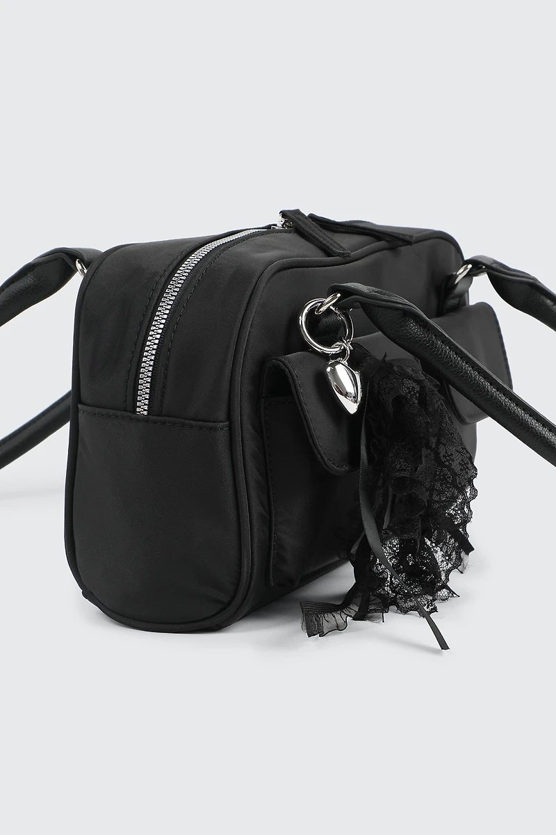 Sac d'épaule en nylon à breloque