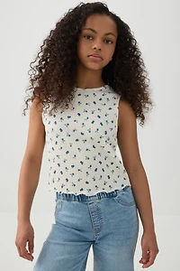 Camisole smockée fleurie