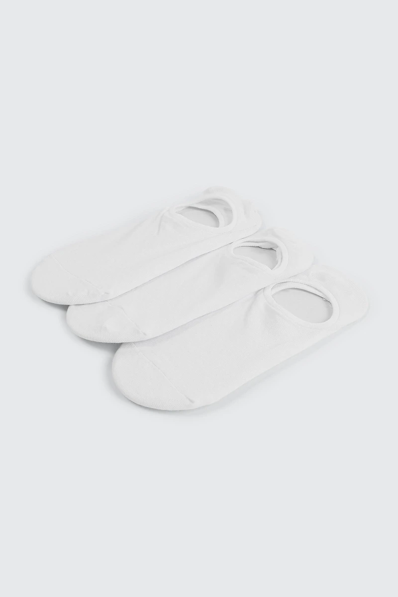 Ardene 3-Pack Cotton Blend Shoe Liners in White | Nylon/Cotton/Elastane