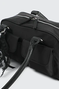 Sac d'épaule en nylon à breloque