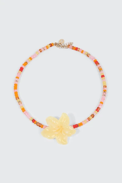 Collier ras-du-cou hibiscus perlé