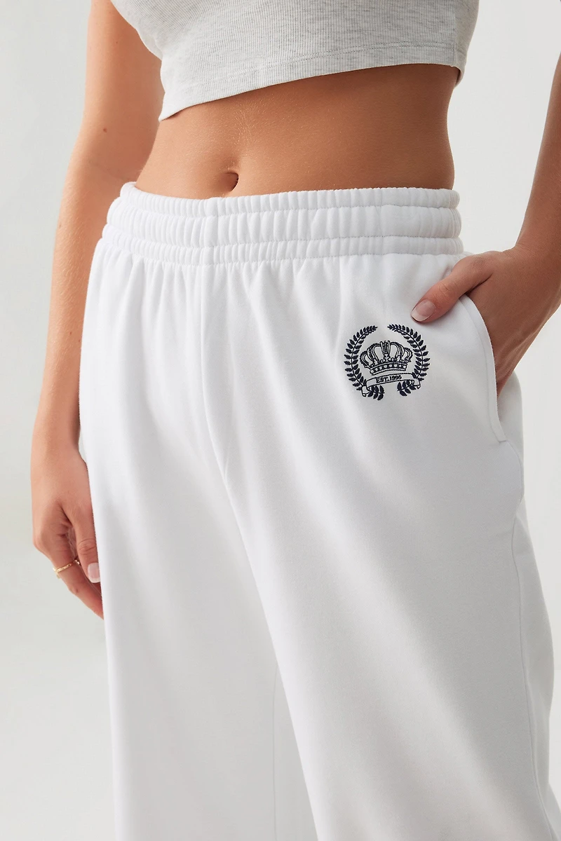 Pantalon de jogging jambe large à broderie