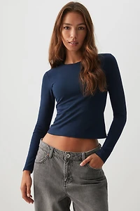 T-shirt court à manches longues et col carr