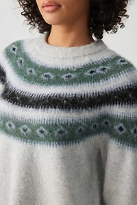 Chandail en tricot pelucheux à motif Fair Isle