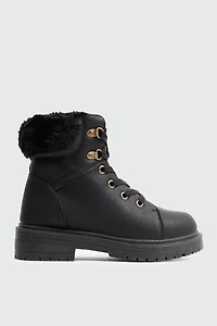 Ardene Faux Fur Lined Winter Boots in Black | Size