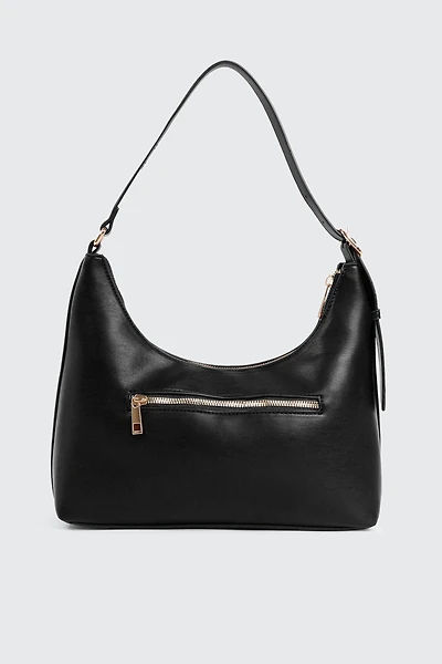 Ardene Faux Leather Shoulder Bag in Black | Faux Leather/Polyester