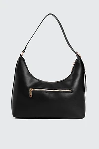 Ardene Faux Leather Shoulder Bag in Black | Faux Leather/Polyester