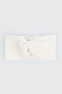 Ardene Knotted Sherpa Headband in White | Polyester