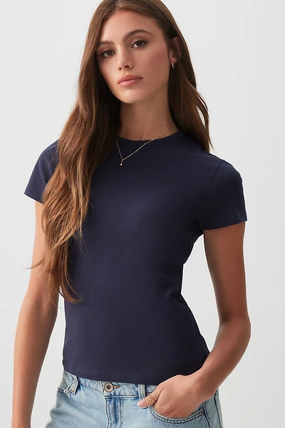 Ardene Effortless Everyday T-Shirt in Dark | Size | Cotton/Elastane | Eco-Conscious