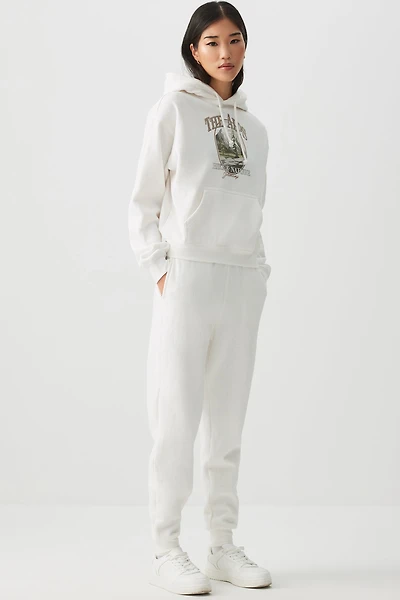 Ardene Graphic Hoodie in White | Size | Polyester/Cotton | Fleece-Lined