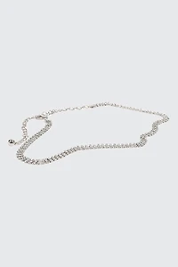 Ardene Rhinestone Chain Belt in Silver