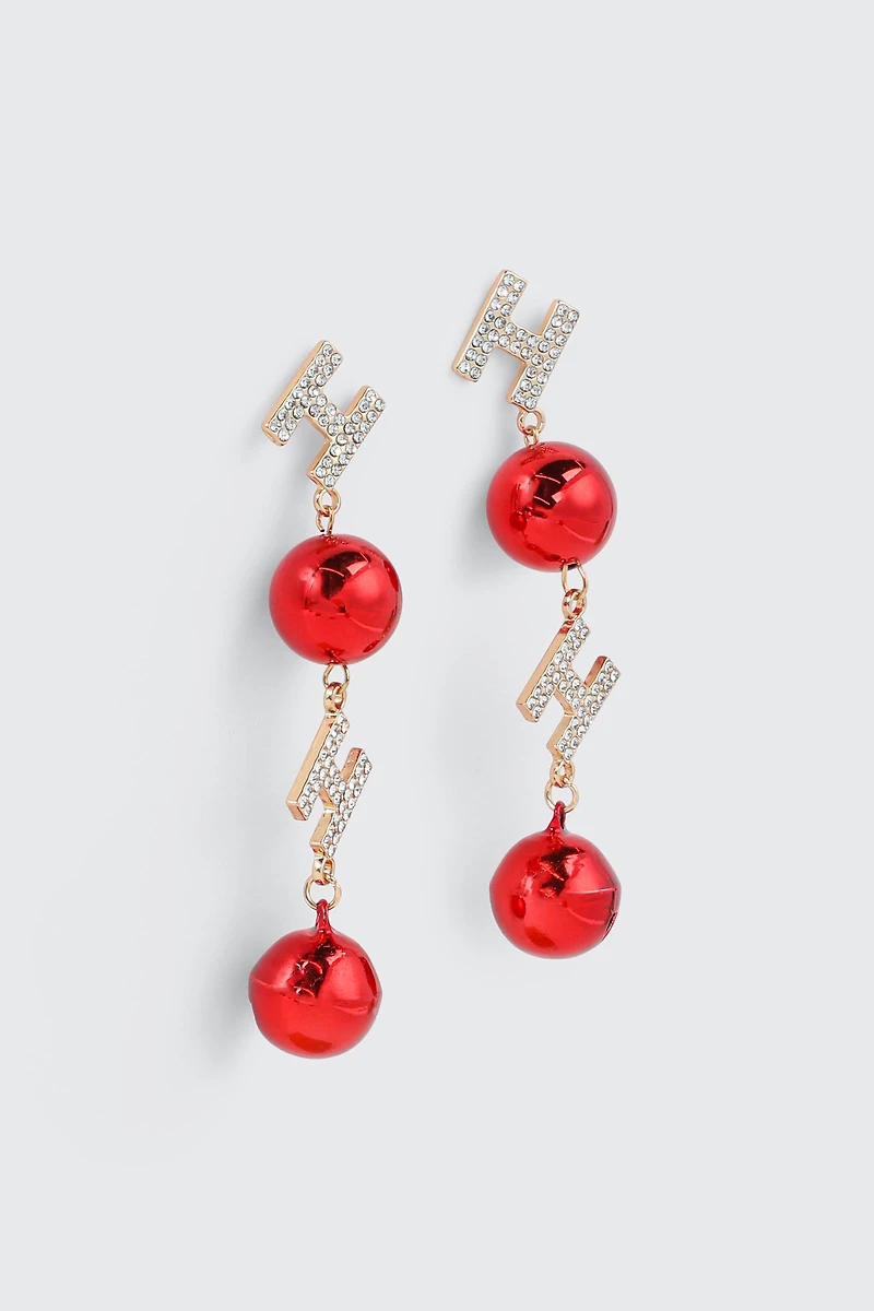 Ardene Ho Ho Bell Earrings in Silver | Stainless Steel