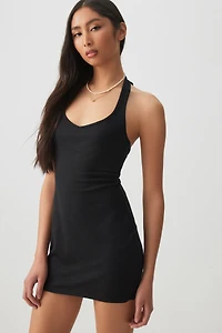 Ardene Rib Halter Mini Dress in Black | Size | Polyester/Elastane/Viscose