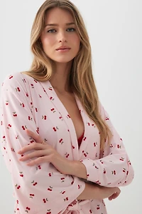 Peignoir à motif de cerises en tissu HUSHKNIT