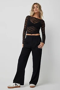 Pantalon habillé taille haute à jambre droite