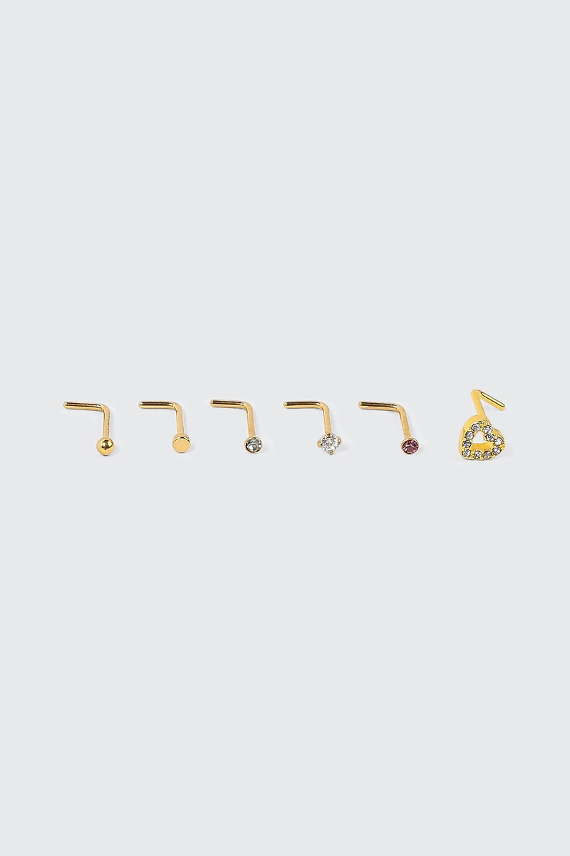 Ardene 6-Pack 18K Gold Plated Nose Studs
