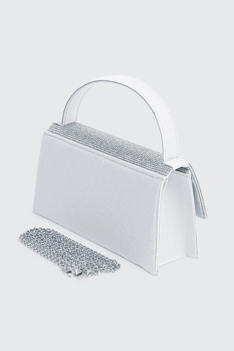 Sac de soirée à rabat orné de pierres du Rhin