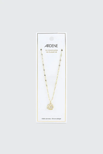 Collier lune et étoile plaqué or 14K