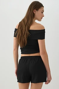 Short en maille texturée