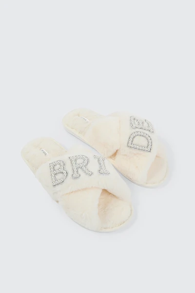 Ardene Bride Slippers in White | Size | Polyester