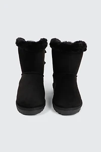 Bottes plateformes en faux mouton à boucle