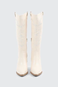 Bottes de cowboy aux genoux à fleurs brodées