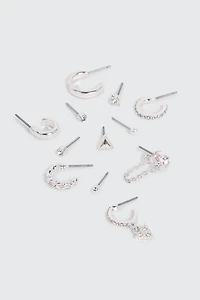 Lot de 12 boucles argentées dépareillées