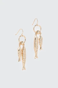 Ardene Fish Drop Earrings in Gold | Stainless Steel
