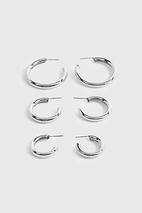 Lot de 3 paires de boucles d'oreilles anneaux épais