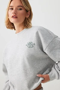 Ardene Lazy Sundays Club Sweatshirt in Light Grey | Size | Polyester/Cotton | Fleece-Lined | Eco-Conscious