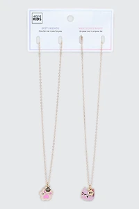 Duo de colliers BFF face et patte de chat