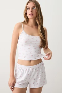 Ardene Printed Super Soft PJ Set in White | Size | Polyester/Spandex | Eco-Conscious