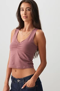 Ardene Basic Ruched Tank Top in Medium Pink | Size | Cotton/Elastane | Eco-Conscious