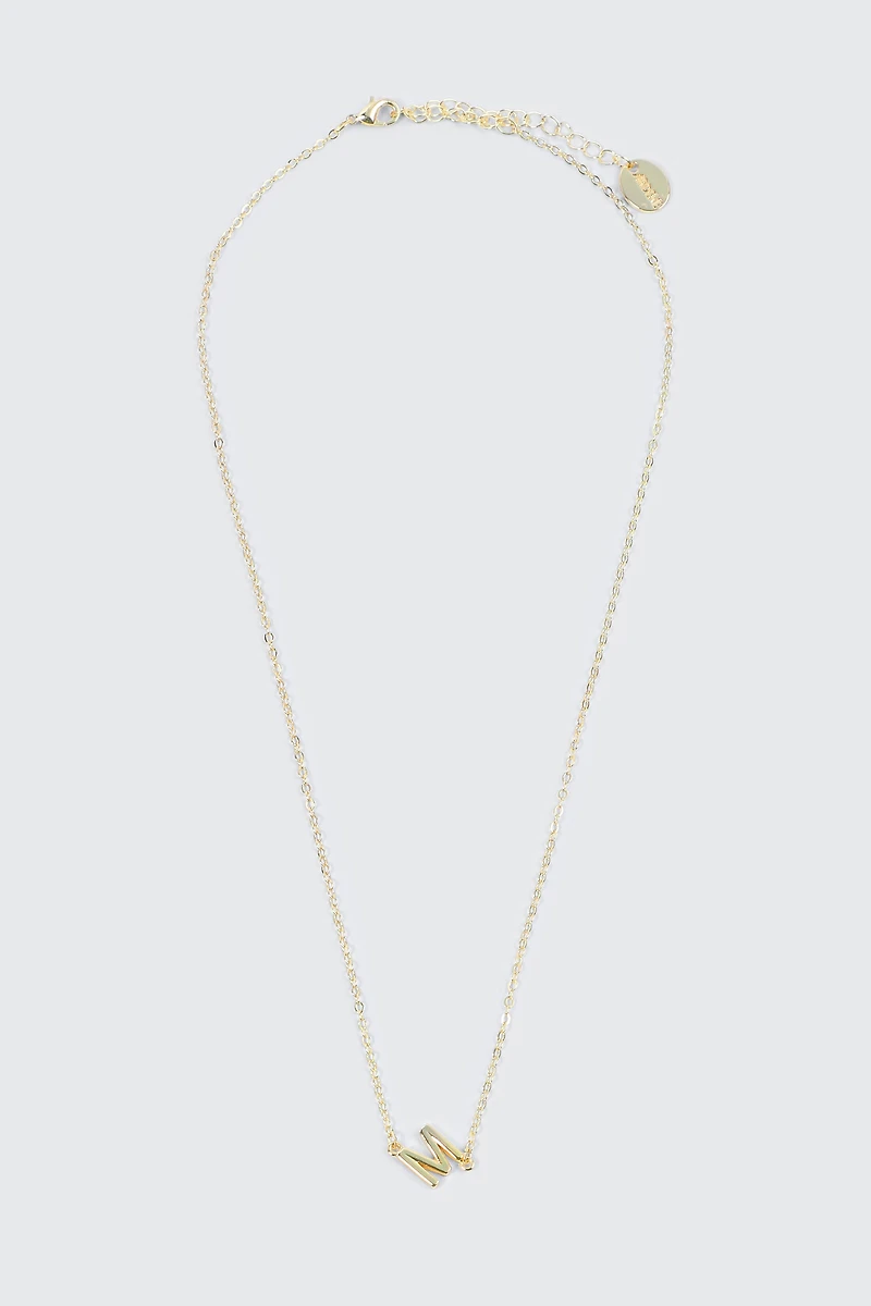 Collier initiale M plaqué or 14K
