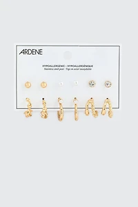 6 paires d'anneaux et de clous d'oreilles