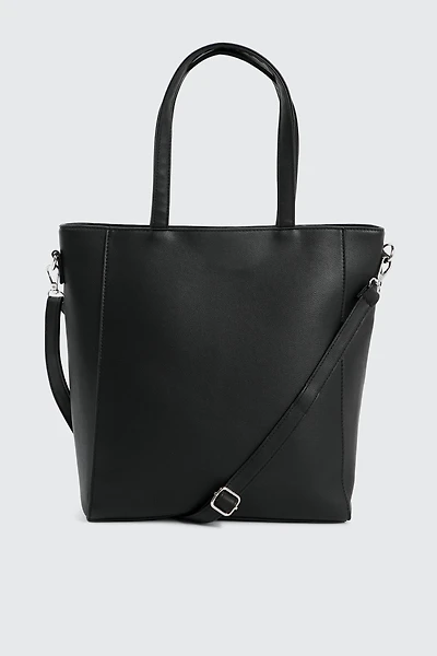 Ardene Large Faux Leather Tote Bag in Black | 100% Recycled Polyester/Faux Leather | Eco-Conscious