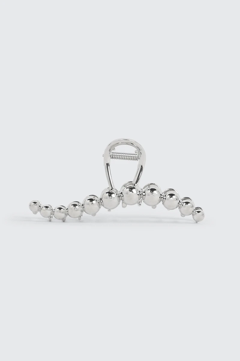 Ardene Wavy Metal Ball Hair Claw in Silver