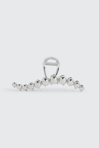 Ardene Wavy Metal Ball Hair Claw in Silver