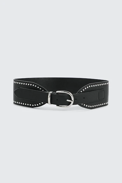 Ardene Studded Corset Belt in Black | Size Large | Faux Leather