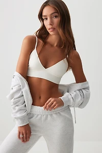 Ardene Seamless Rib Triangle Bralette in White | Size | Nylon/Elastane/Viscose | Eco-Conscious