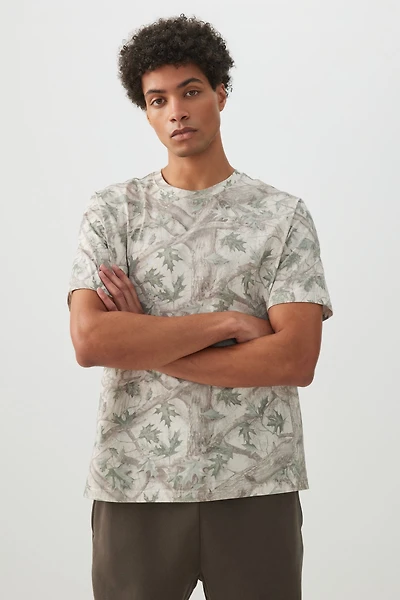 Ardene Man Short Sleeve Crew Neck T-Shirt For Men in Beige | Size | 100% Cotton