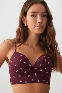 Ardene Everyday Printed Bralette in Burgundy | Size | Nylon/Elastane