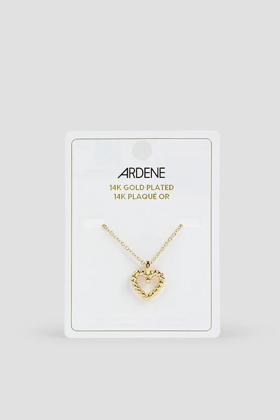 Ardene 14K Gold Plated Twisted Heart Necklace