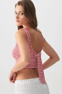 Ardene Crop Top with Back Bow Tie in Red | Size | Polyester/Rayon/Elastane